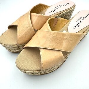 Betty Muller wedge espadrille leather sandals size 38